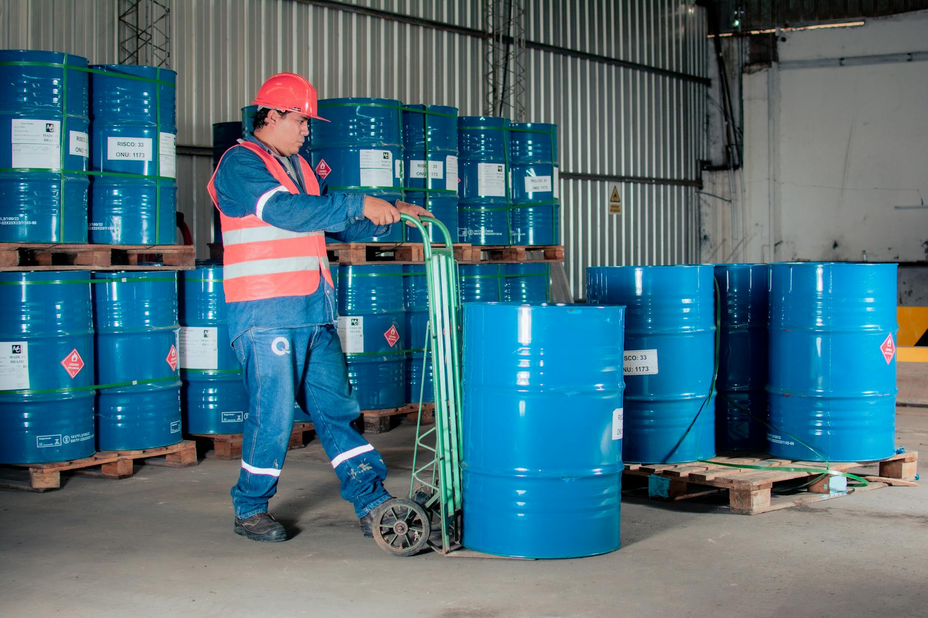 Industrial warehouse with chemical storage
